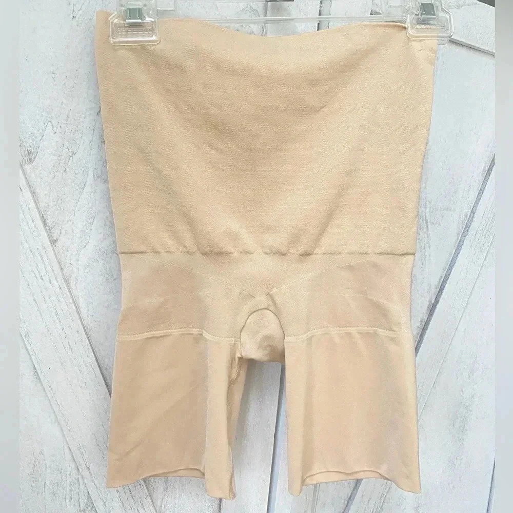 Assets By Spanx Shapewear Shorts Womens Size Large High Rise Tan